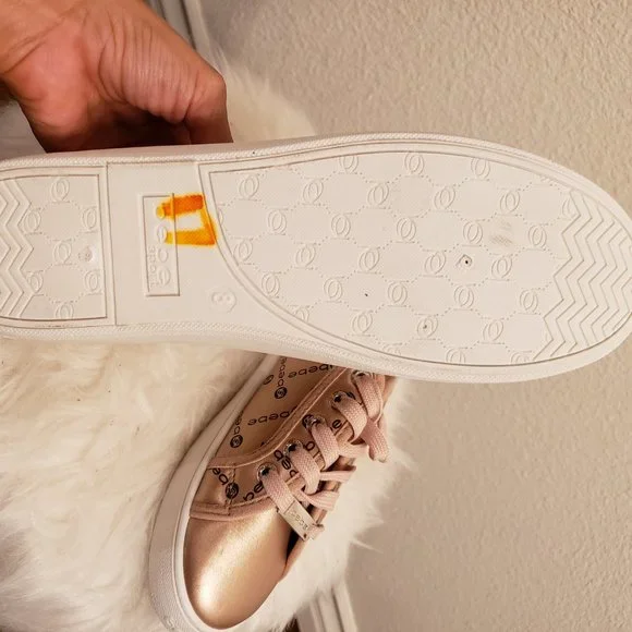 Bebe rose gold sneakers tennis shoes - Picture 3 of 3